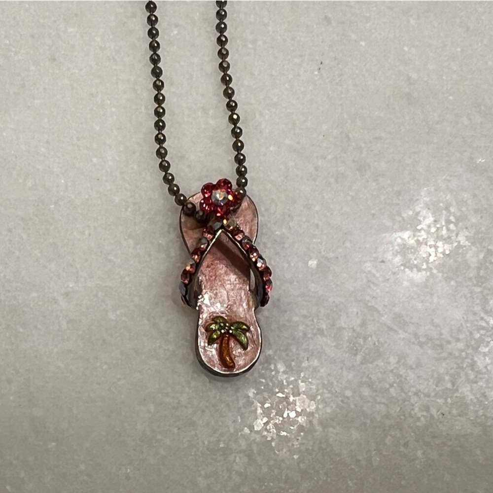 Pink Tropical Flip Flop Necklace
